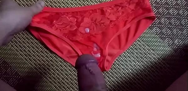  Sịp đỏ ren màu yêu thích  | Cum on panties compilation the best!